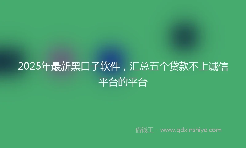 2025年最新黑口子软件,汇总五个贷款不上诚信平台的平台