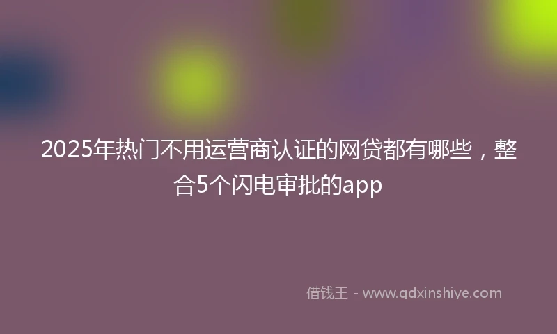2025年热门不用运营商认证的网贷都有哪些，整合5个闪电审批的app