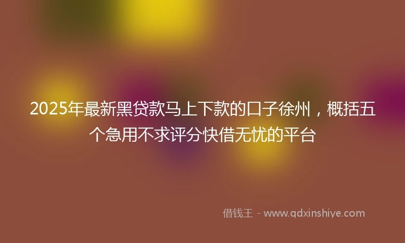 2025年最新黑贷款马上下款的口子徐州，概括五个急用不求评分快借无忧的平台