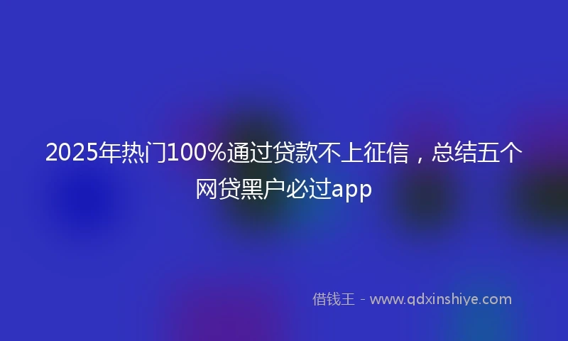2025年热门100%通过贷款不上征信，总结五个网贷黑户必过app