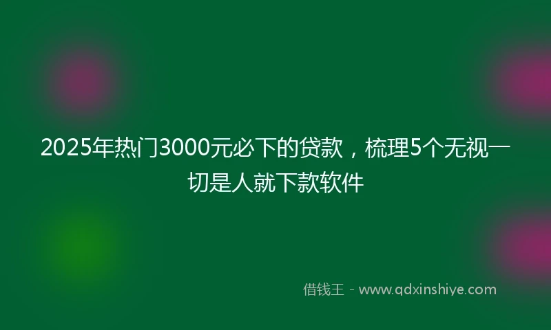 2025年热门3000元必下的贷款，梳理5个无视一切是人就下款软件