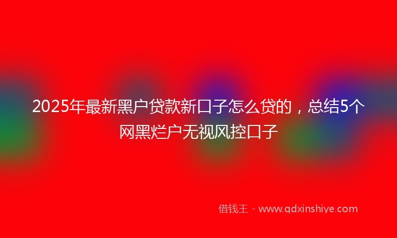 2025年最新黑户贷款新口子怎么贷的，总结5个网黑烂户无视风控口子