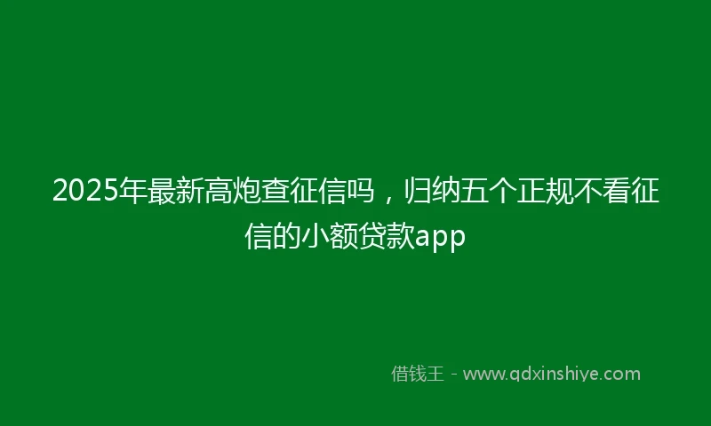 2025年最新高炮查征信吗，归纳五个正规不看征信的小额贷款app