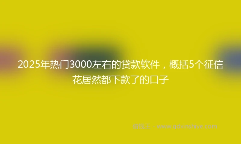 2025年热门3000左右的贷款软件,概括5个征信花居然都下款了的口子