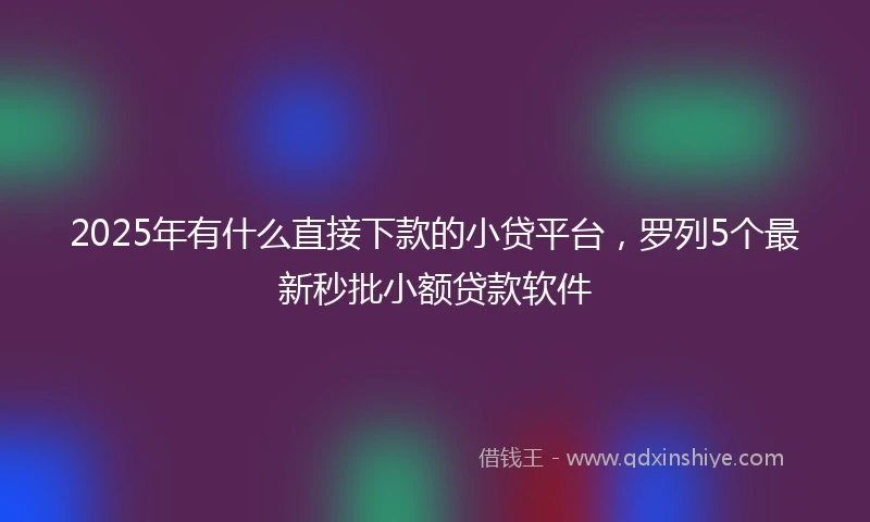 2025年有什么直接下款的小贷平台，罗列5个最新秒批小额贷款软件