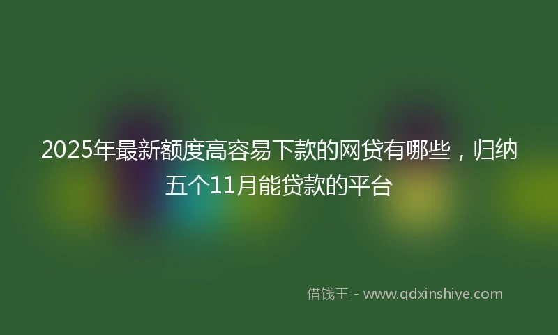 2025年最新额度高容易下款的网贷有哪些，归纳五个11月能贷款的平台