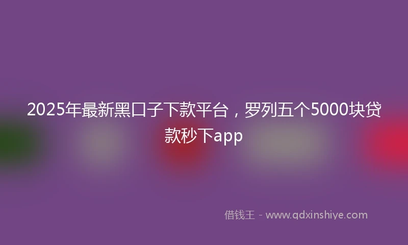 2025年最新黑口子下款平台,罗列五个5000块贷款秒下app