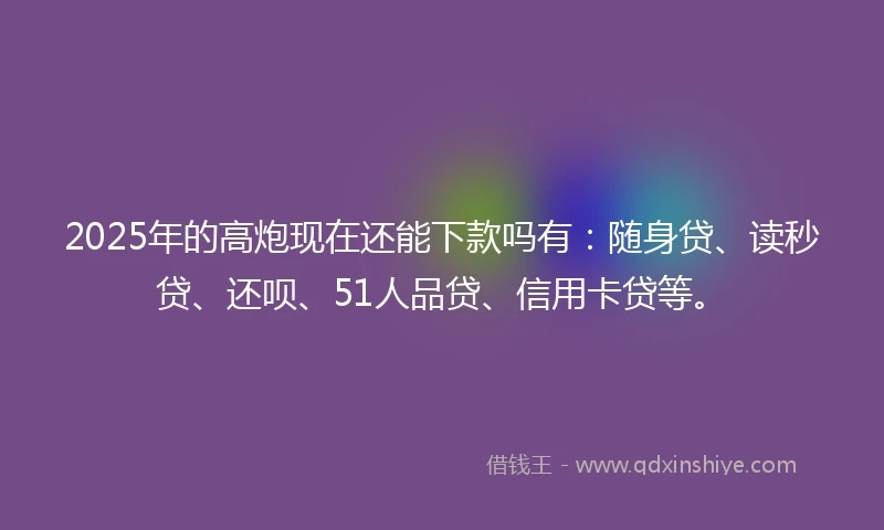 2025年的高炮现在还能下款吗有：随身贷、读秒贷、还呗、51人品贷、信用卡贷等。