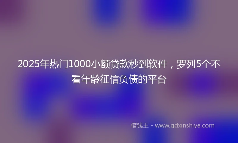 2025年热门1000小额贷款秒到软件，罗列5个不看年龄征信负债的平台