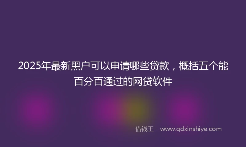 2025年最新黑户可以申请哪些贷款，概括五个能百分百通过的网贷软件