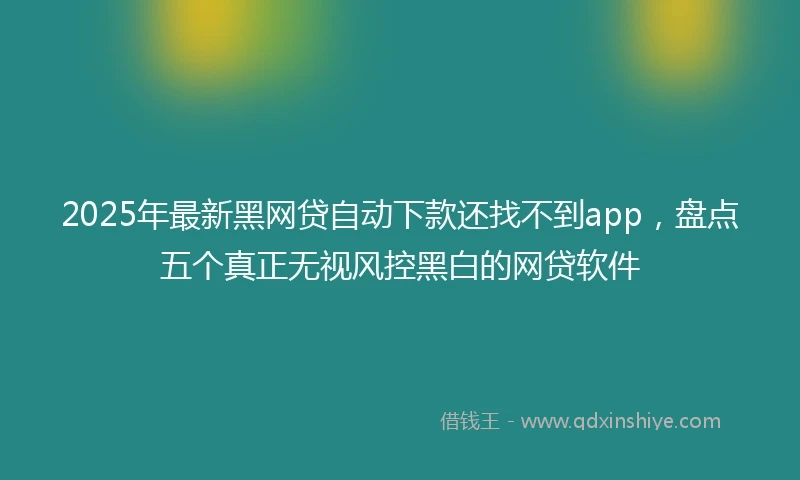 2025年最新黑网贷自动下款还找不到app，盘点五个真正无视风控黑白的网贷软件