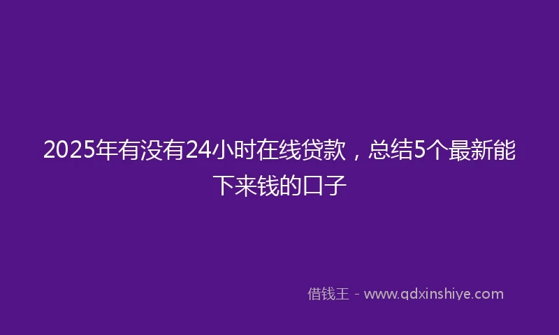 2025年有没有24小时在线贷款，总结5个最新能下来钱的口子