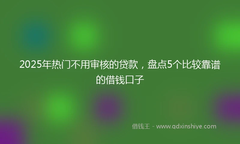 2025年热门不用审核的贷款，盘点5个比较靠谱的借钱口子