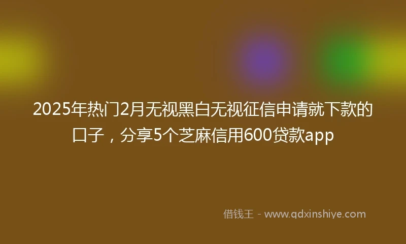 2025年热门2月无视黑白无视征信申请就下款的口子，分享5个芝麻信用600贷款app