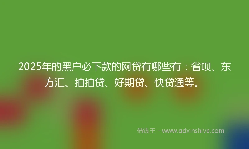 2025年的黑户必下款的网贷有哪些有：省呗、东方汇、拍拍贷、好期贷、快贷通等。