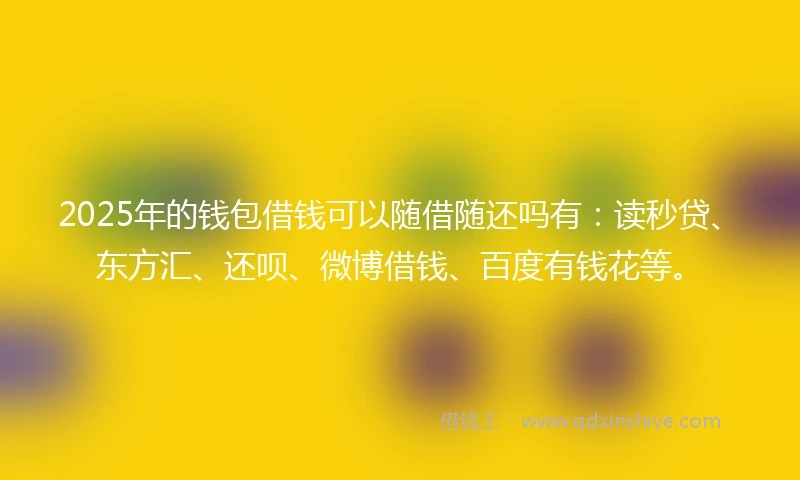 2025年的钱包借钱可以随借随还吗有：读秒贷、东方汇、还呗、微博借钱、百度有钱花等。