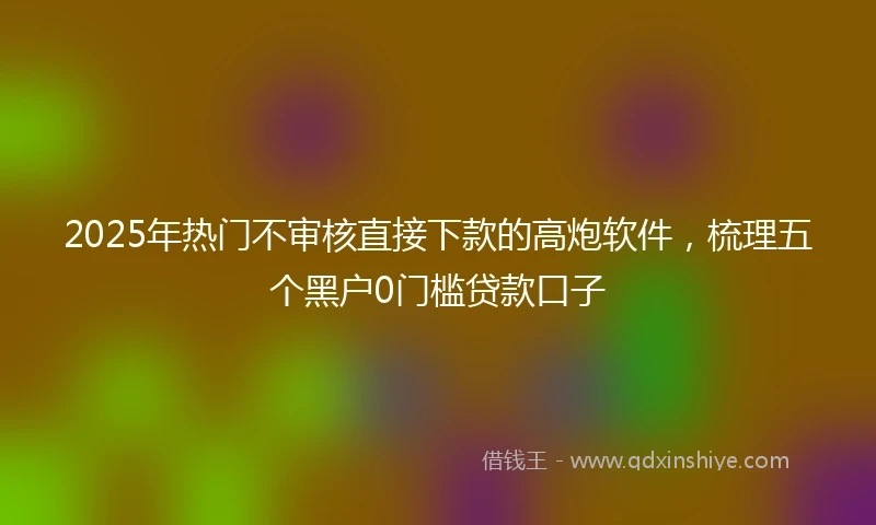 2025年热门不审核直接下款的高炮软件，梳理五个黑户0门槛贷款口子