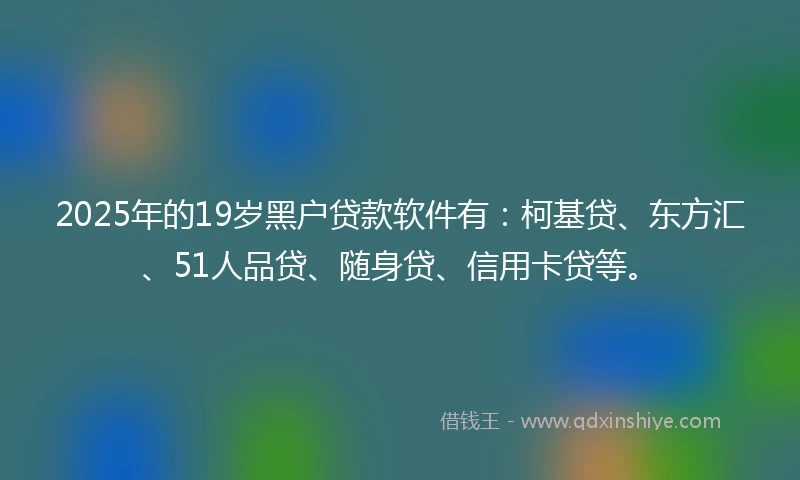 2025年的19岁黑户贷款软件有：柯基贷、东方汇、51人品贷、随身贷、信用卡贷等。