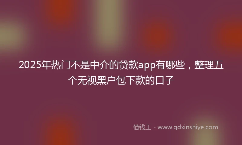 2025年热门不是中介的贷款app有哪些，整理五个无视黑户包下款的口子