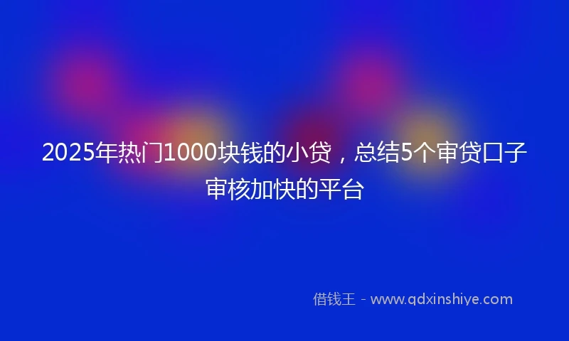2025年热门1000块钱的小贷，总结5个审贷口子审核加快的平台