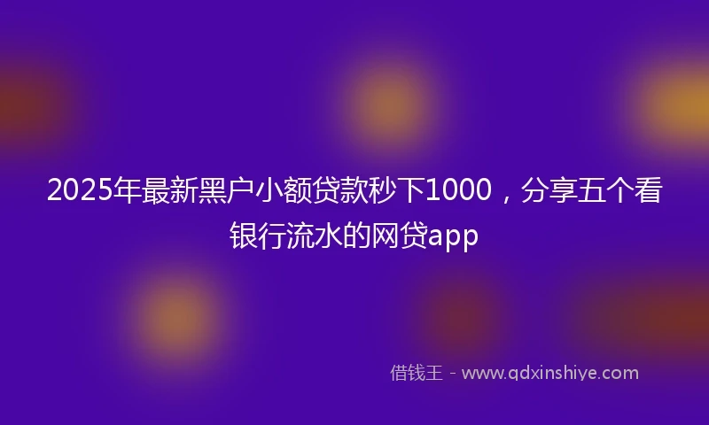 2025年最新黑户小额贷款秒下1000，分享五个看银行流水的网贷app
