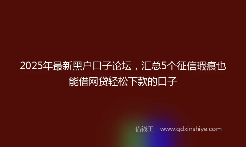 2025年最新黑户口子论坛，汇总5个征信瑕疵也能借网贷轻松下款的口子