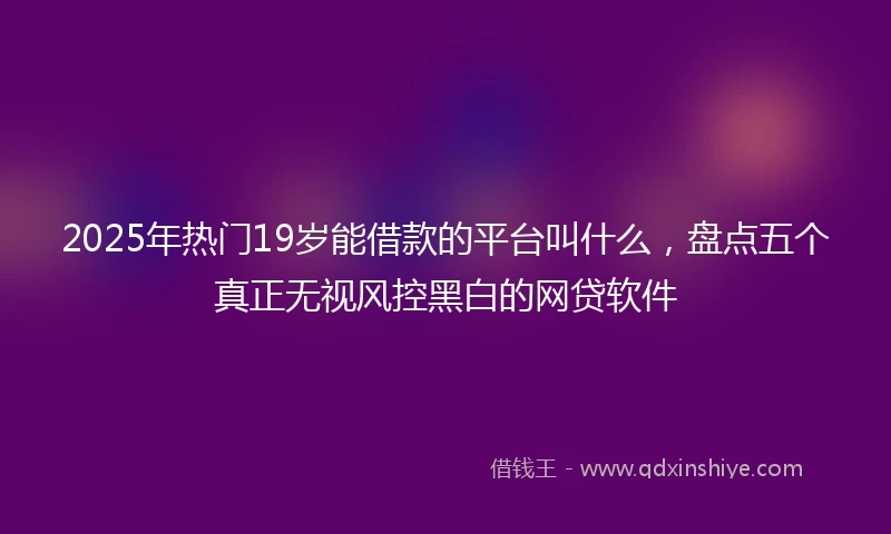 2025年热门19岁能借款的平台叫什么，盘点五个真正无视风控黑白的网贷软件