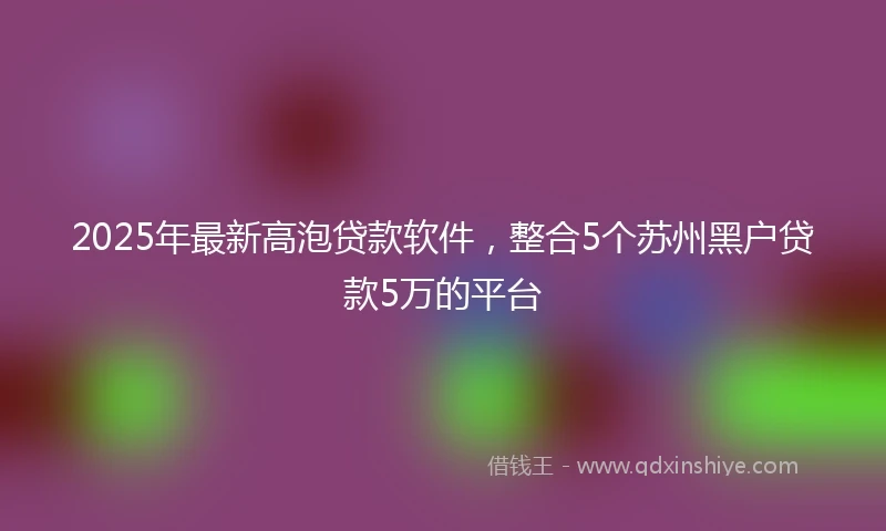 2025年最新高泡贷款软件，整合5个苏州黑户贷款5万的平台