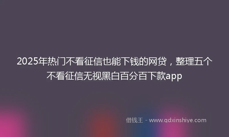 2025年热门不看征信也能下钱的网贷,整理五个不看征信无视黑白百分百下款app