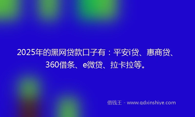 2025年的黑网贷款口子有：平安i贷、惠商贷、360借条、e微贷、拉卡拉等。