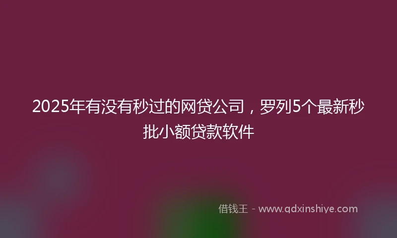 2025年有没有秒过的网贷公司，罗列5个最新秒批小额贷款软件