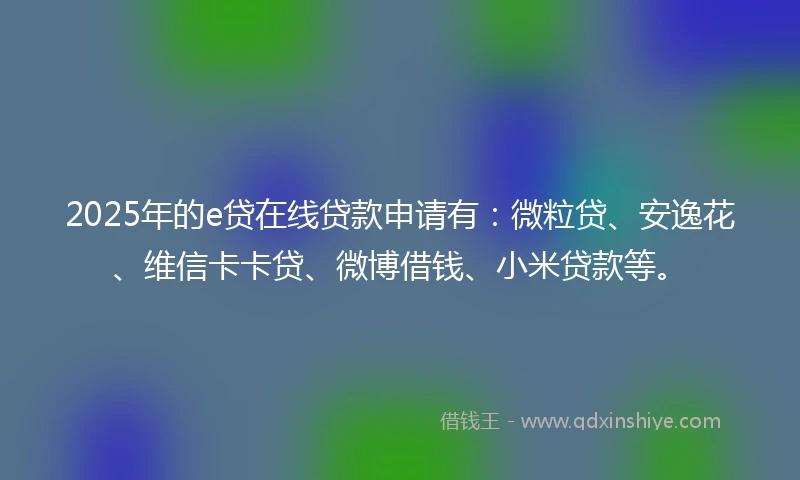 2025年的e贷在线贷款申请有：微粒贷、安逸花、维信卡卡贷、微博借钱、小米贷款等。