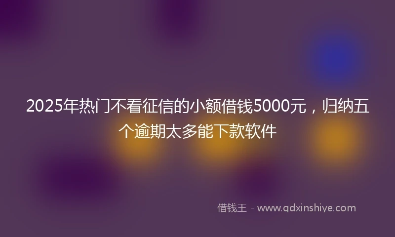 2025年热门不看征信的小额借钱5000元,归纳五个逾期太多能下款软件
