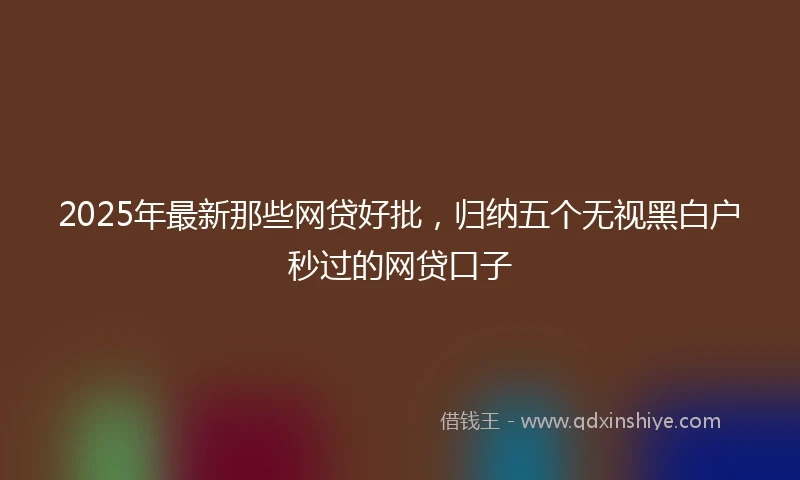 2025年最新那些网贷好批，归纳五个无视黑白户秒过的网贷口子
