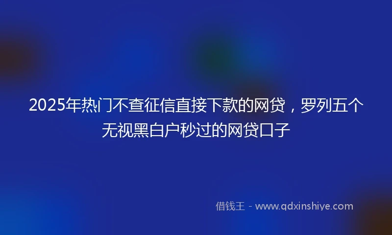 2025年热门不查征信直接下款的网贷,罗列五个无视黑白户秒过的网贷口子