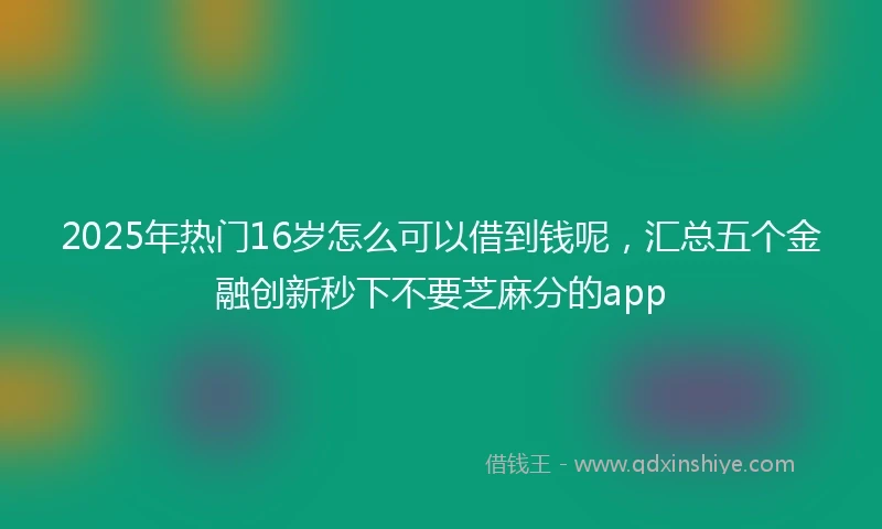 2025年热门16岁怎么可以借到钱呢，汇总五个金融创新秒下不要芝麻分的app