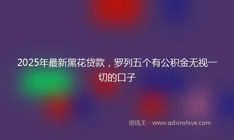 2025年最新黑花贷款，罗列五个有公积金无视一切的口子