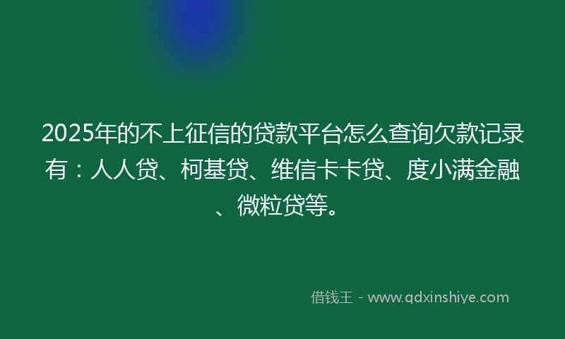 2025年的不上征信的贷款平台怎么查询欠款记录有：人人贷、柯基贷、维信卡卡贷、度小满金融、微粒贷等。