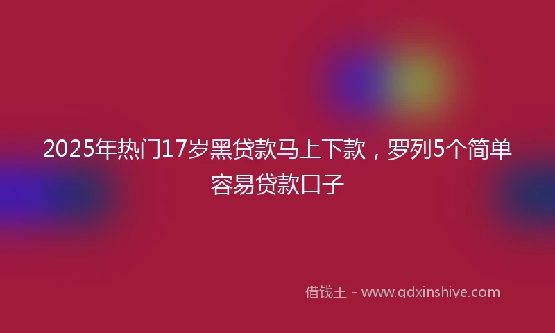 2025年热门17岁黑贷款马上下款，罗列5个简单容易贷款口子