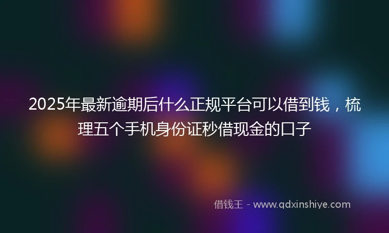 2025年最新逾期后什么正规平台可以借到钱，梳理五个手机身份证秒借现金的口子