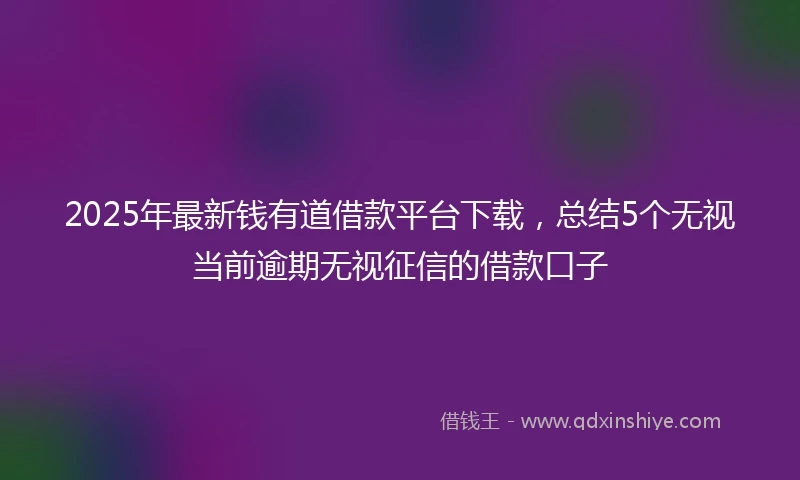 2025年最新钱有道借款平台下载，总结5个无视当前逾期无视征信的借款口子