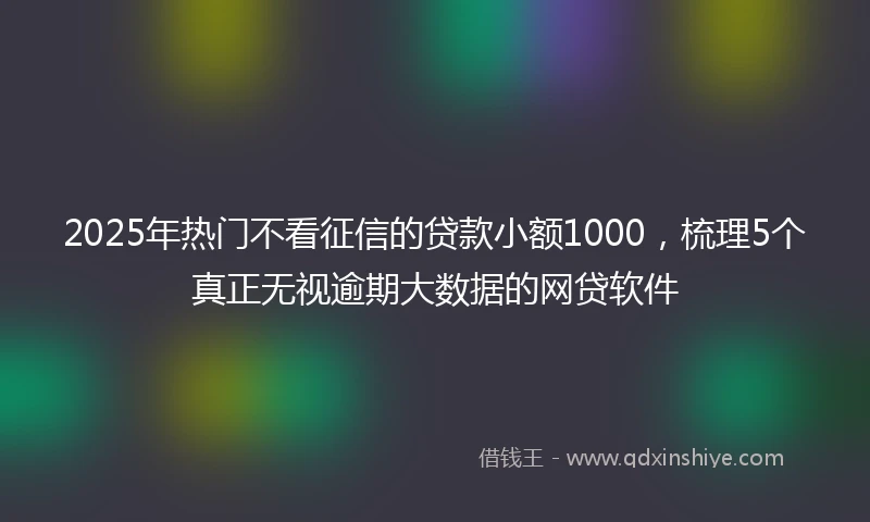 2025年热门不看征信的贷款小额1000，梳理5个真正无视逾期大数据的网贷软件