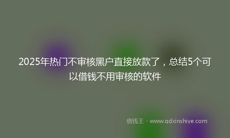 2025年热门不审核黑户直接放款了，总结5个可以借钱不用审核的软件