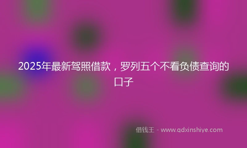 2025年最新驾照借款，罗列五个不看负债查询的口子