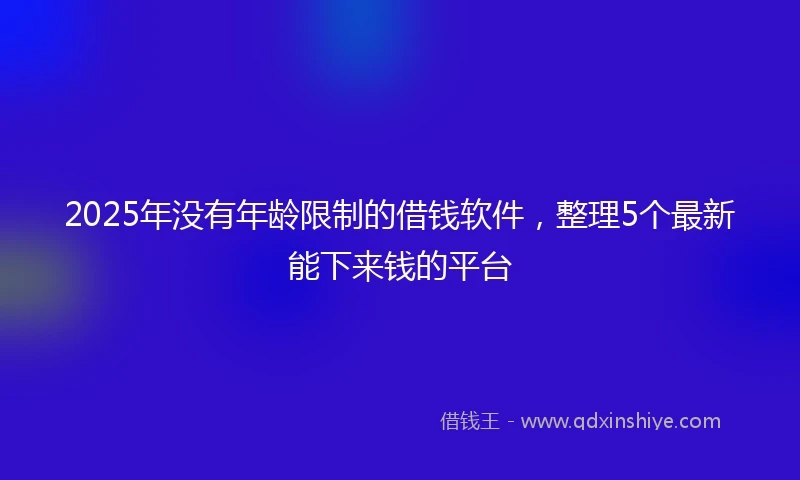 2025年没有年龄限制的借钱软件，整理5个最新能下来钱的平台