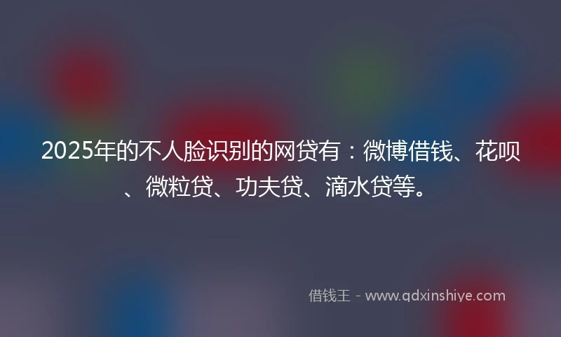 2025年的不人脸识别的网贷有：微博借钱、花呗、微粒贷、功夫贷、滴水贷等。