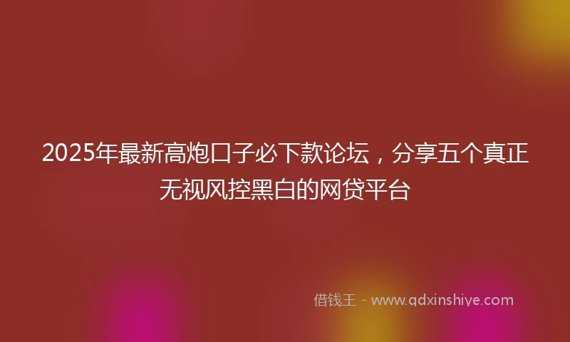 2025年最新高炮口子必下款论坛，分享五个真正无视风控黑白的网贷平台
