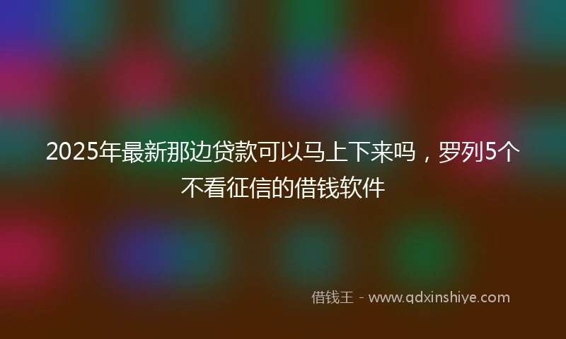 2025年最新那边贷款可以马上下来吗,罗列5个不看征信的借钱软件