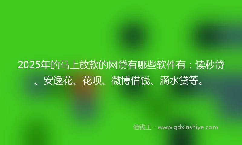 2025年的马上放款的网贷有哪些软件有：读秒贷、安逸花、花呗、微博借钱、滴水贷等。