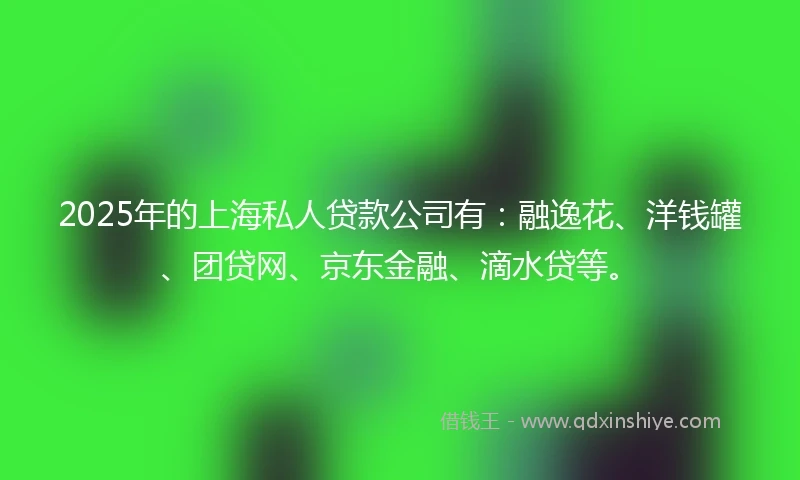 2025年的上海私人贷款公司有:融逸花、洋钱罐、团贷网、京东金融、滴水贷等。